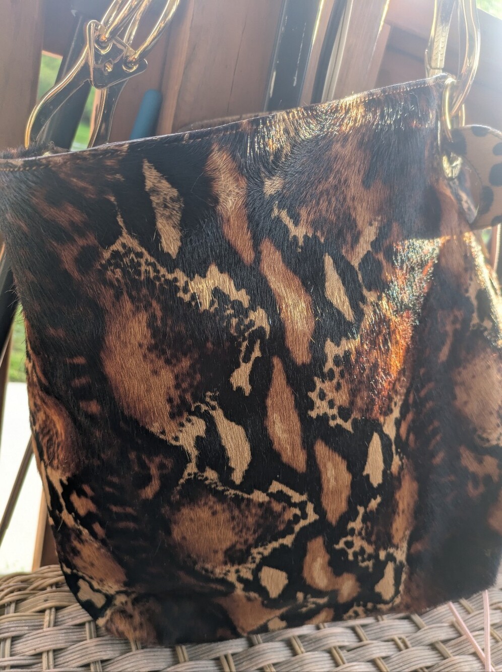 TESS LORIANI MILIANI Leopard Print Bucket Bag - Brown